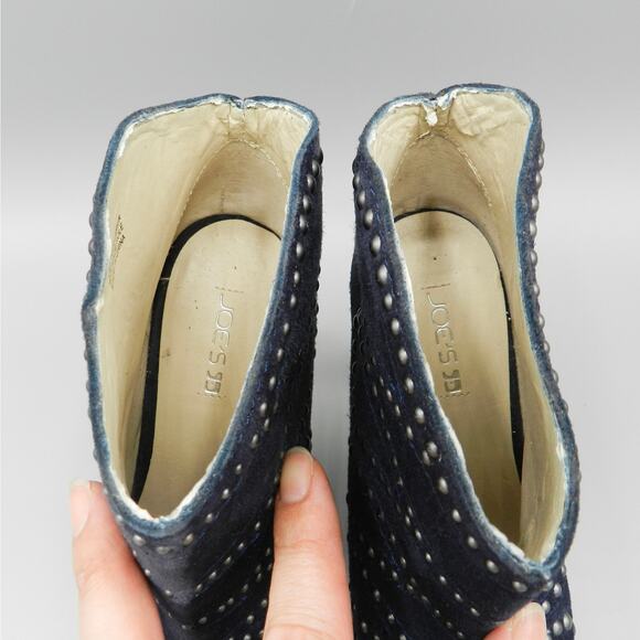 Joe's Scout‎ Studded Ankle Booties Navy Blue Suede Leather Spike Heel Stiletto - Picture 7 of 13